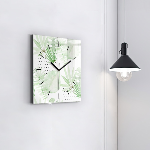 Orologio quadrato Foglie verdi