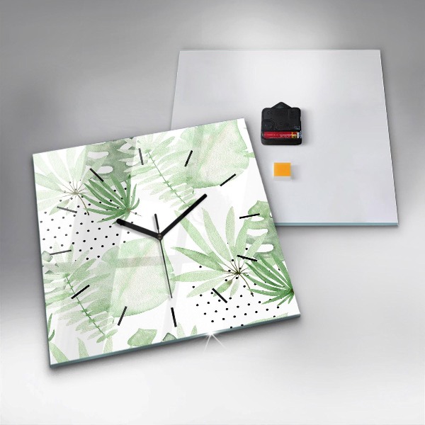 Orologio quadrato Foglie verdi