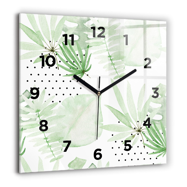 Orologio quadrato Foglie verdi