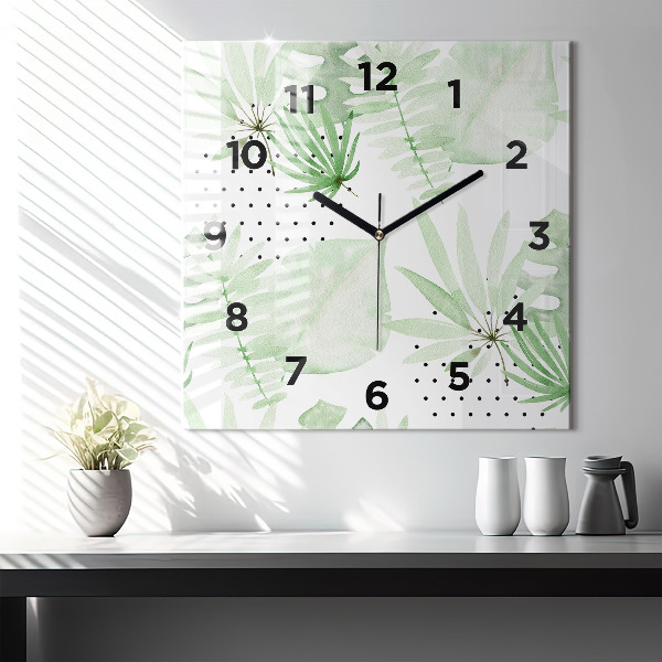 Orologio quadrato Foglie verdi