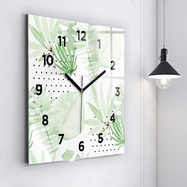 Orologio quadrato Foglie verdi
