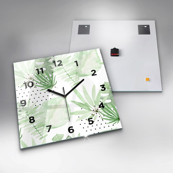 Orologio quadrato Foglie verdi