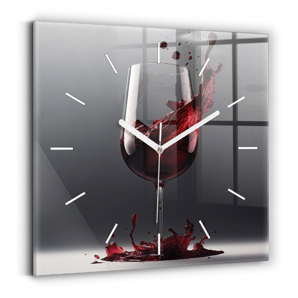 Orologio quadrato Un bicchiere di vino rosso