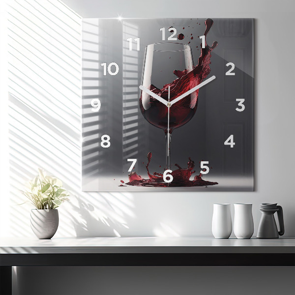 Orologio quadrato Un bicchiere di vino rosso
