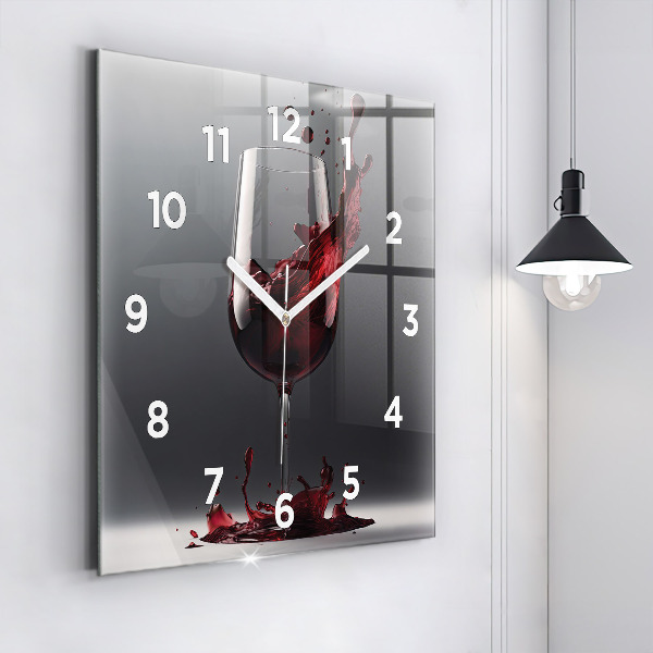 Orologio quadrato Un bicchiere di vino rosso