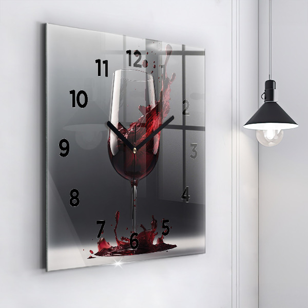 Orologio quadrato Un bicchiere di vino rosso