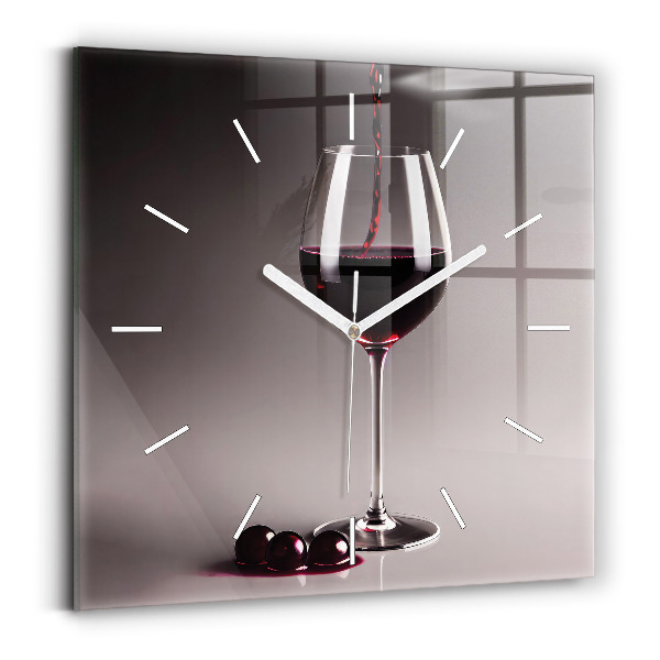 Orologio quadrato Un bicchiere di vino rosso