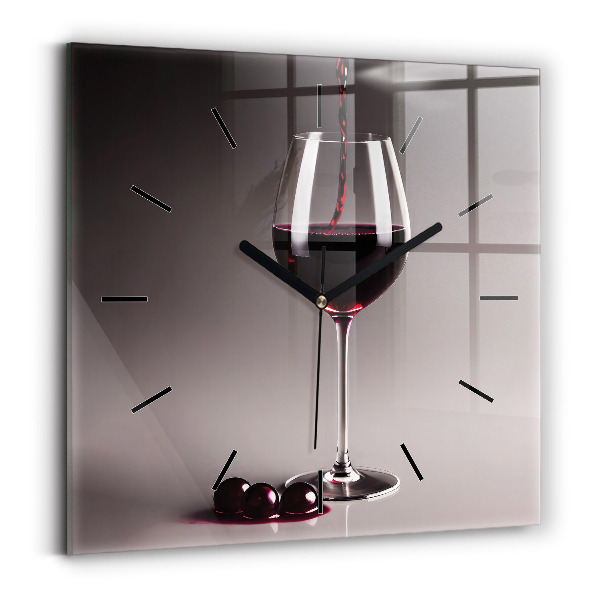 Orologio quadrato Un bicchiere di vino rosso