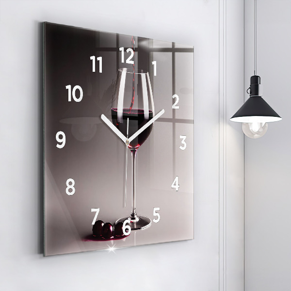 Orologio quadrato Un bicchiere di vino rosso