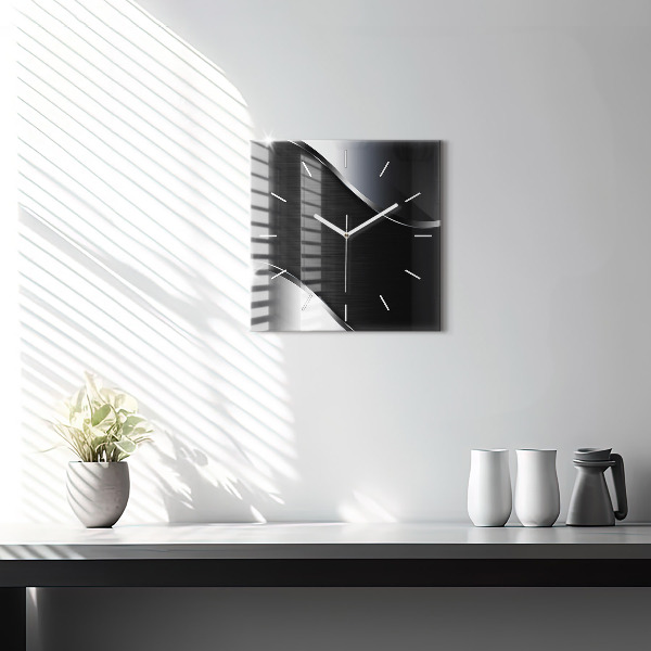 Orologio quadrato Linee nere e argentate