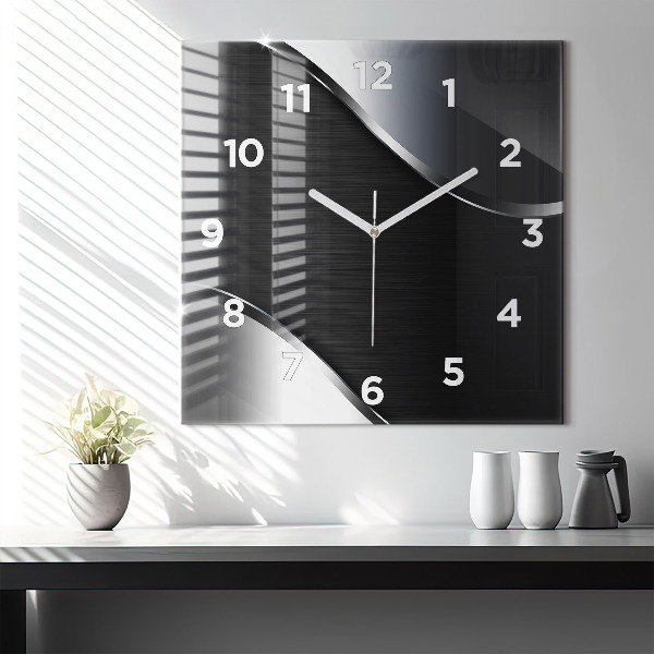 Orologio quadrato Linee nere e argentate