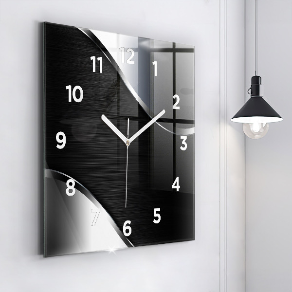 Orologio quadrato Linee nere e argentate