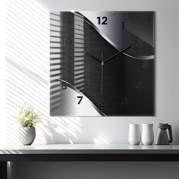 Orologio quadrato Linee nere e argentate