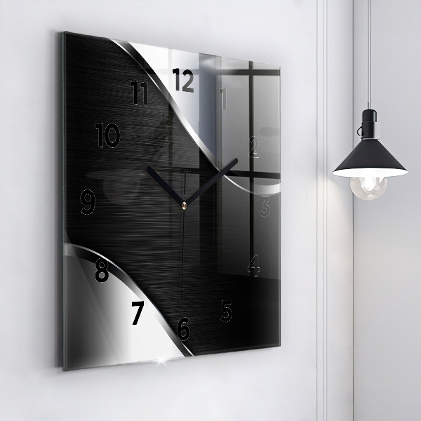 Orologio quadrato Linee nere e argentate