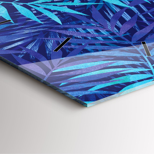 Orologio quadrato in vetro Foglie blu