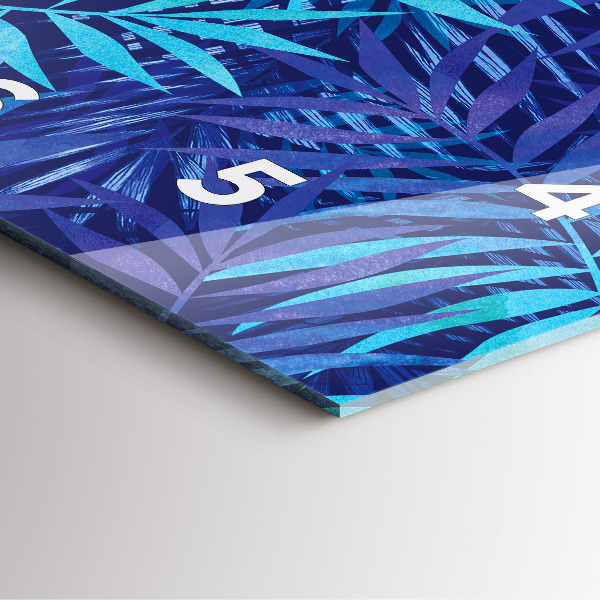 Orologio quadrato in vetro Foglie blu