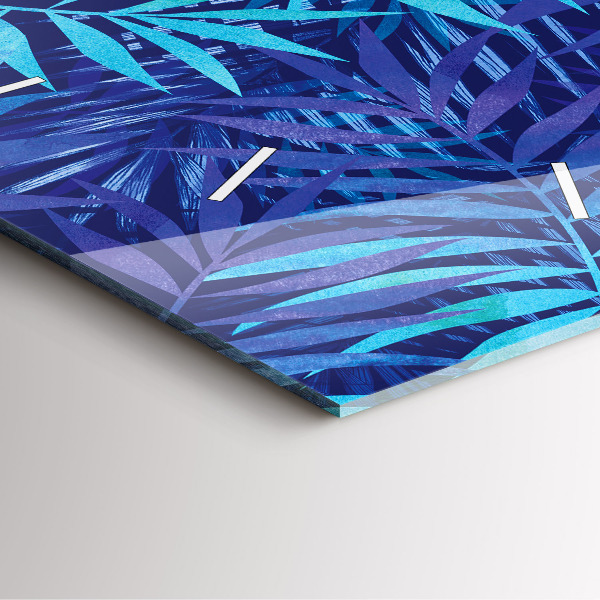 Orologio quadrato in vetro Foglie blu