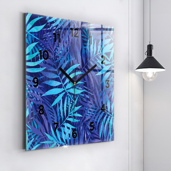 Orologio quadrato in vetro Foglie blu