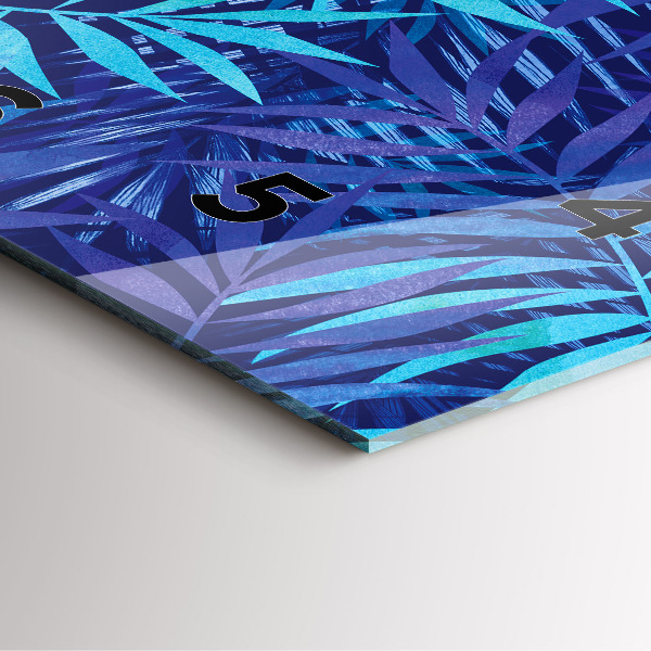 Orologio quadrato in vetro Foglie blu