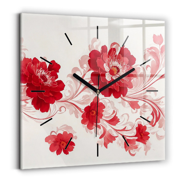 Orologio quadrato Fiori rossi