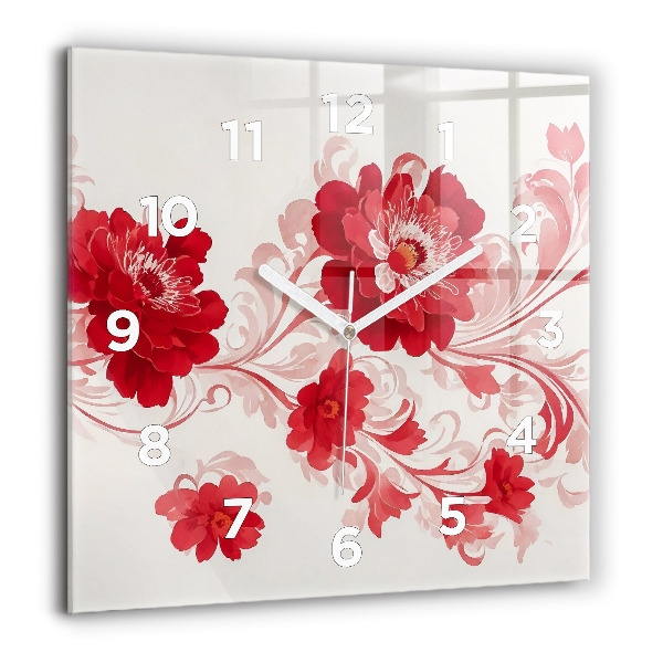 Orologio quadrato Fiori rossi
