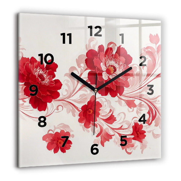 Orologio quadrato Fiori rossi