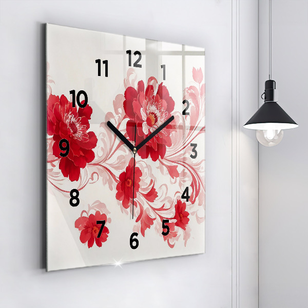 Orologio quadrato Fiori rossi