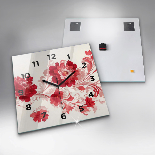 Orologio quadrato Fiori rossi
