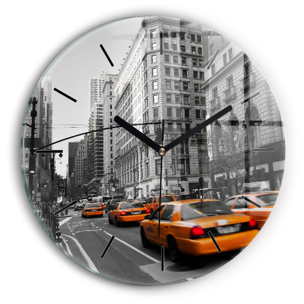 Orologio rotondo Manhattan e i taxi