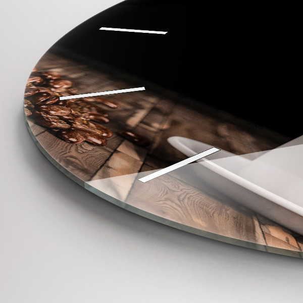 Orologio rotondo Una tazza di caffè caldo