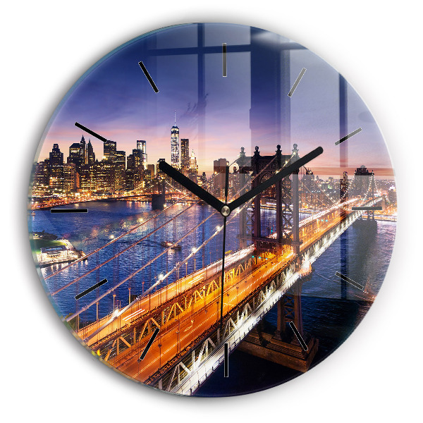 Orologio rotondo New York e il tramonto