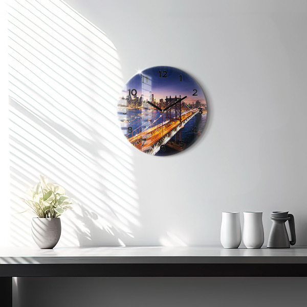 Orologio rotondo New York e il tramonto