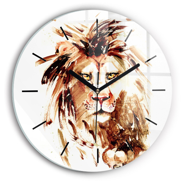 Orologio rotondo Illustrazione di un leone marrone