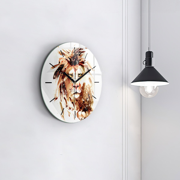 Orologio rotondo Illustrazione di un leone marrone