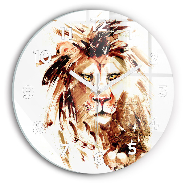 Orologio rotondo Illustrazione di un leone marrone