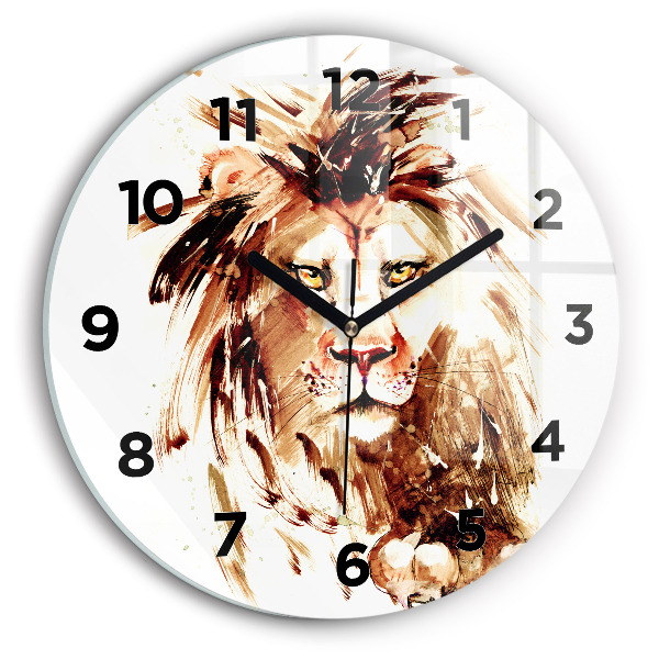 Orologio rotondo Illustrazione di un leone marrone