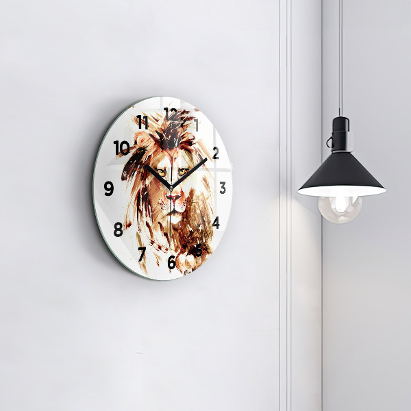 Orologio rotondo Illustrazione di un leone marrone