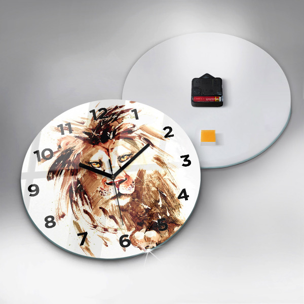 Orologio rotondo Illustrazione di un leone marrone