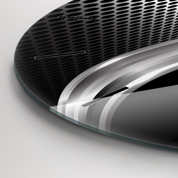 Orologio rotondo in vetro Astrazione del metallo nero