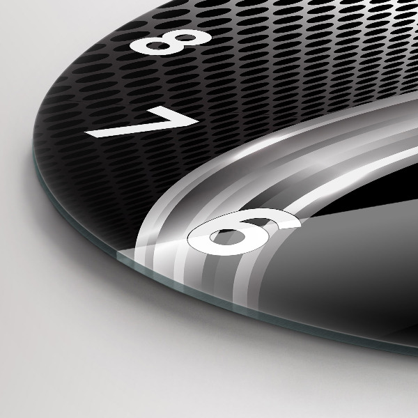 Orologio rotondo in vetro Astrazione del metallo nero