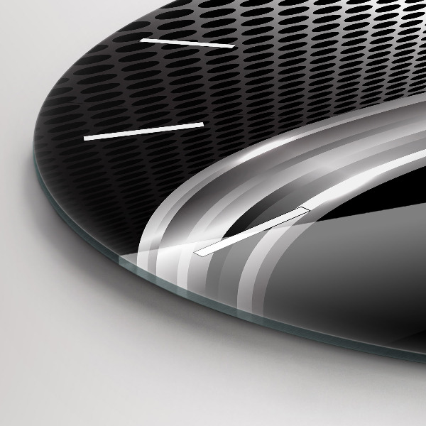 Orologio rotondo in vetro Astrazione del metallo nero