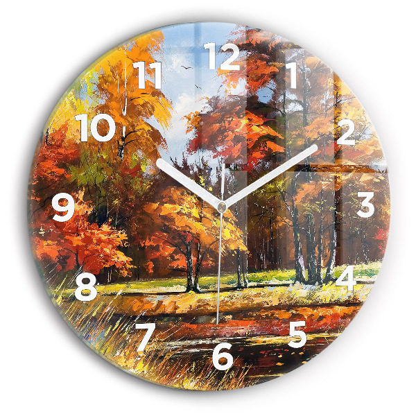 Orologio rotondo Paesaggio autunnale con un fiume