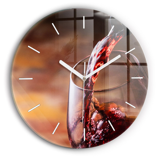 Orologio rotondo Un bicchiere di vino rosso