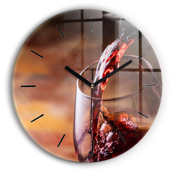Orologio rotondo Un bicchiere di vino rosso