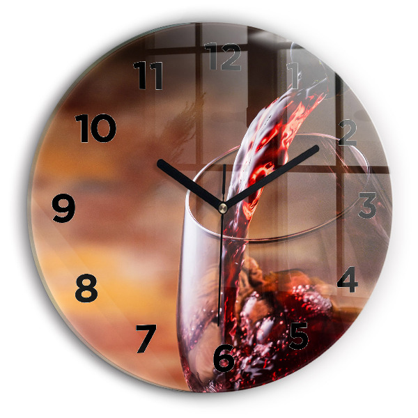 Orologio rotondo Un bicchiere di vino rosso