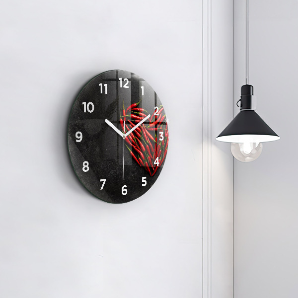 Orologio rotondo in vetro Cuore di peperoni