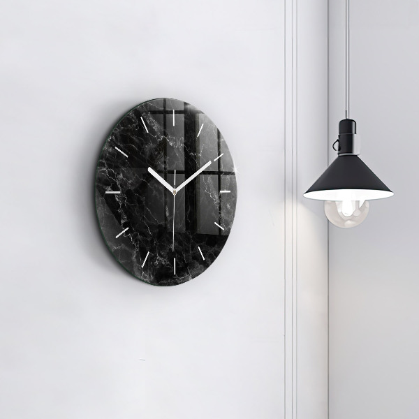 Orologio rotondo in vetro Marmo scuro