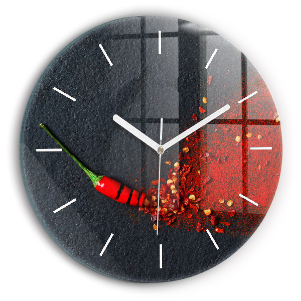 Orologio rotondo in vetro Condimento al peperoncino rosso