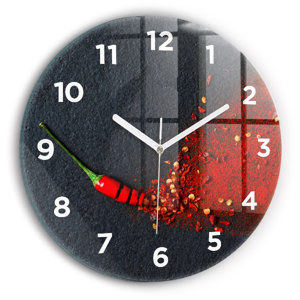 Orologio rotondo in vetro Condimento al peperoncino rosso