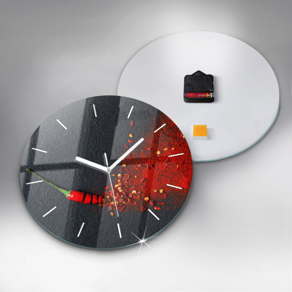 Orologio rotondo in vetro Condimento al peperoncino rosso